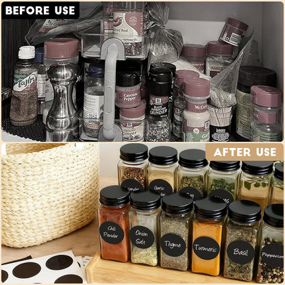 DIDITIME Spice Jars with Label, 4oz Empty Square Seasoning Containers