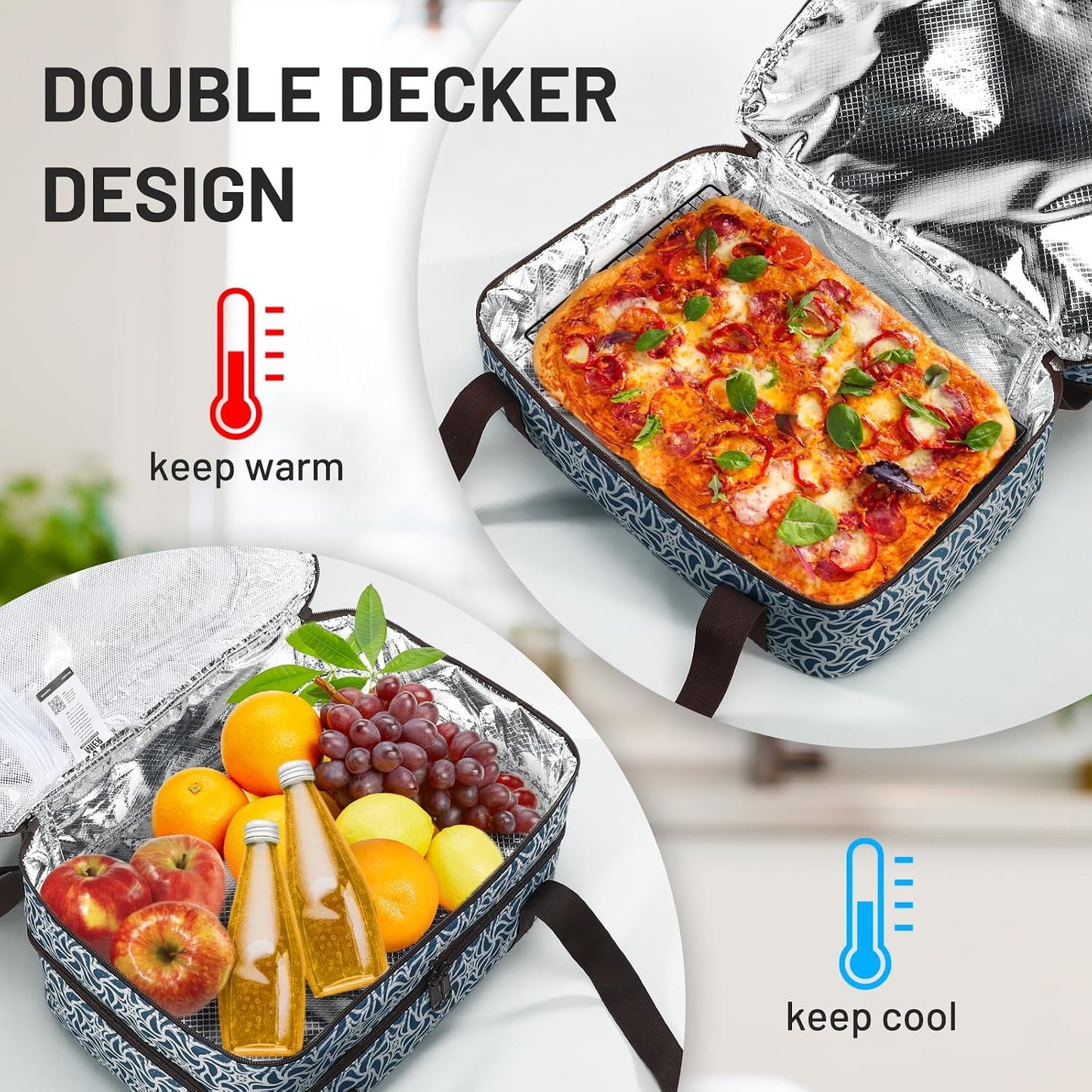 MIER Insulated Casserole Carrier for Hot or Cold Food Thermal Food Carrier Bag for Lasagna Potluck Parties Picnic Cookouts, Fits 9"x13" Baking Dish/Foil Pan, Red