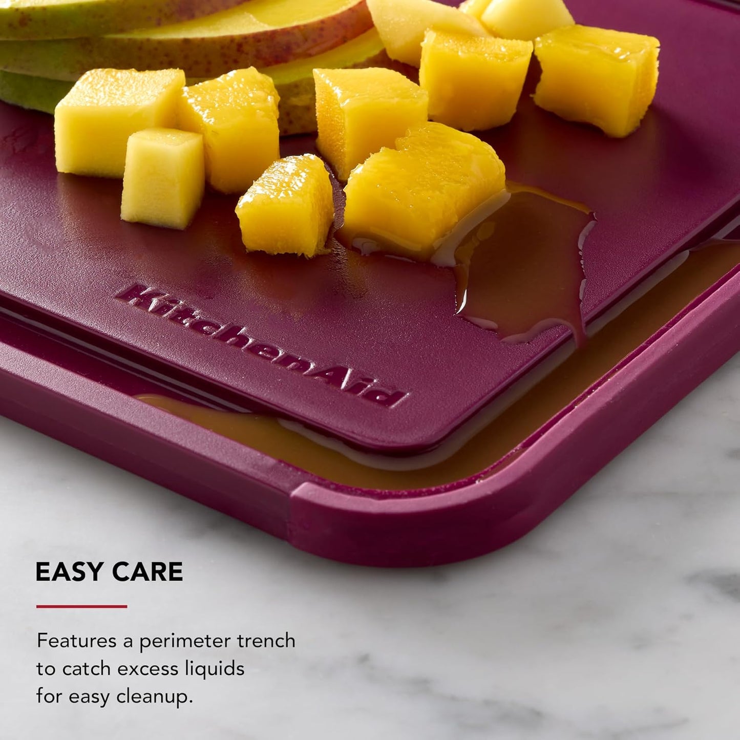 KitchenAid Classic Plastic Cutting Board with Perimeter Trench and Non Slip Edges, Dishwasher Safe, 12 inch x 18 inch, Gray