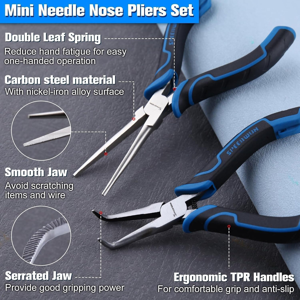 SPEEDWOX Long Reach Bent Needle Nose Pliers With Smooth Jaw Angled Needle Nose Pliers For Jewelry Making Fish Bone Pliers Tweezers Bent Chain Nose Pliers For Wire Bending And Small Object Gripping