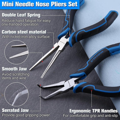SPEEDWOX Long Reach Bent Needle Nose Pliers With Smooth Jaw Angled Needle Nose Pliers For Jewelry Making Fish Bone Pliers Tweezers Bent Chain Nose Pliers For Wire Bending And Small Object Gripping