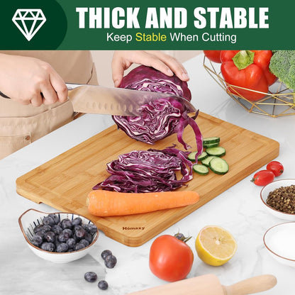 Homaxy Extra Large Bamboo Cutting Boards for Kitchen, 18x12.5" Wood XL Cutting Board with Juice Groove, Butcher Block Wooden Chopping Board for Kitchen, Meat, Cheese, Fruit & Vegetables - Pre Oiled