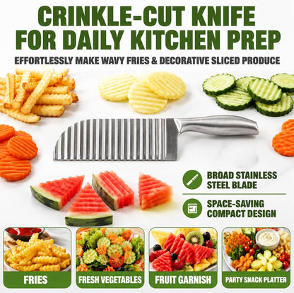 Large Crinkle Cutter, Stainless Steel Wavy Potato,French Fry Slicer