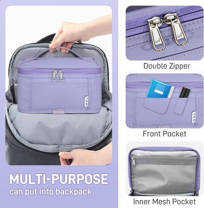 NOL Mini Insulated Lunch Bag for Women Men Kids | Small Leakproof Reusable Lunch Tote | Fits 6 Cans 330ml | Thermal Cooler for Work School Picnic Camping, Navy blue