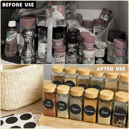 DIDITIME Spice Jars with Label, 4oz Empty Square Seasoning Containers