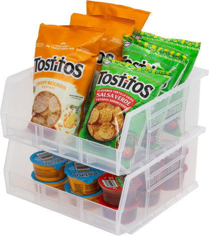 Akro-Mils 30235 AkroBins Plastic Storage Bins, Space-Saving Stackable Bins for Garage, Pantry, Craft Organization, 11" x 11" x 5", Clear, 6-Pack