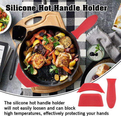 Cast Iron Handle Cover Silicone Pot Holders 2PCS Cast Iron Skillet Handles Cover Heat Resistant Silicone Hot Handle Holder Cast Irons Handless Sleeve for Frying Pan Cast Irons Skillet Griddle Cookware