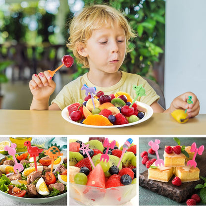 32Pcs Food Picks for Kids, Cute Cartoon Mickey Unicorn Dinosaur Fruit Food Picks for Picky Eaters,Reusable Toddler Food Pick, Mini Toothpick for Kids Lunch Accessories and Party Supply