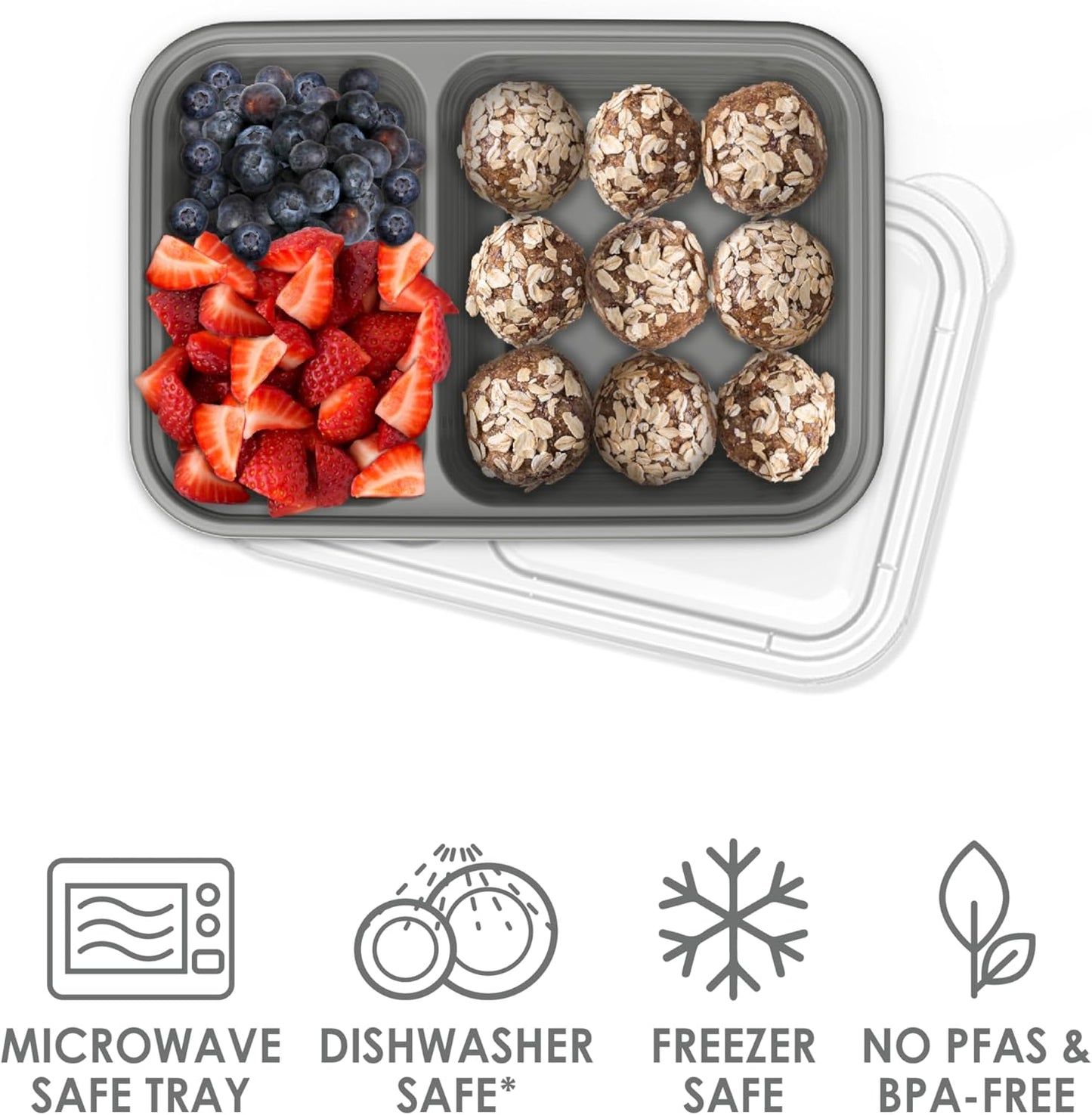 Bentgo Prep - 2-Compartment Snack Containers with Lids - Reusable, Microwaveable, Durable, PFAS & BPA-Free, Freezer, & Dishwasher-Safe Meal Prep Food Storage - 10 Trays & 10 Lids (Basil Glitter)