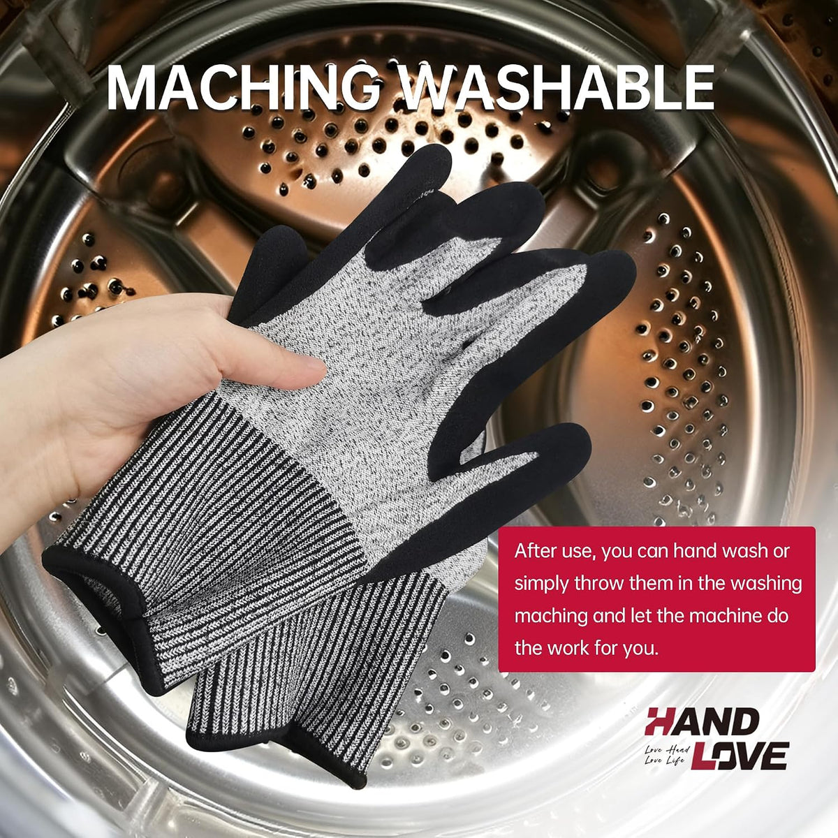 HandLove Cut Resistant Gloves – ANSI A9 Cut Proof Safety Work Gloves | Sandy Nitrile Anti-Slip, Touchscreen, Durable, PFAS Free | Wood Carving, Gardening, Glass Cutting, Car Repair – Yellow,1Pair,M