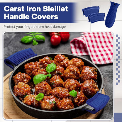 Patelai 8Pcs Silicone Cast Iron Handle Cover,Black