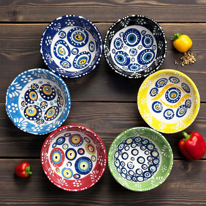 Ceramic Small Dipping Bowls Set of 6, 3.5 Oz Soy Sauce Dish, Handmade Charcuterie, Colorful Pinch, Dishwasher & Microwave Safe, 3.2'' Mini (SULTAN'S GARDEN)