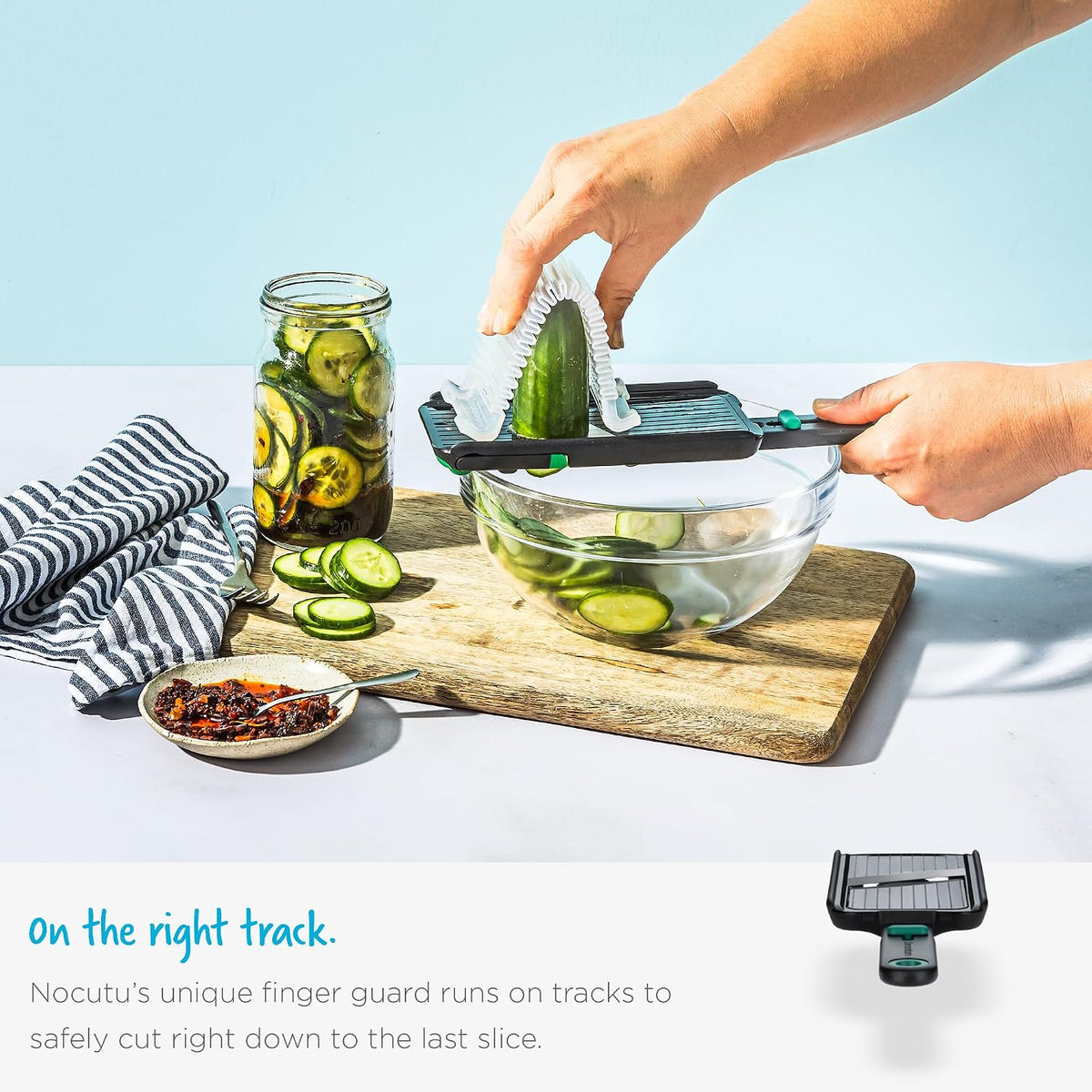 Dreamfarm Nocutu Adjustable Handheld Mandoline Slicer with Finger Guard