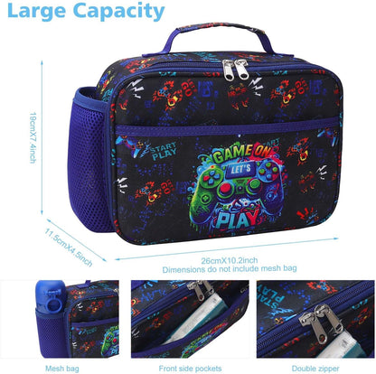 RHCPFOVR Kids Lunch Bag - Insulated Lunch Box for Boys Girls,Washable Lunch Bag and Reusable Toddler Leak-proof Lunchbox for School and Daycare - Colors A