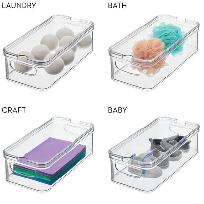 iDesign Stackable Fridge Organizer Bins with Lids for Fresh Produce - Set of 6 - Clear