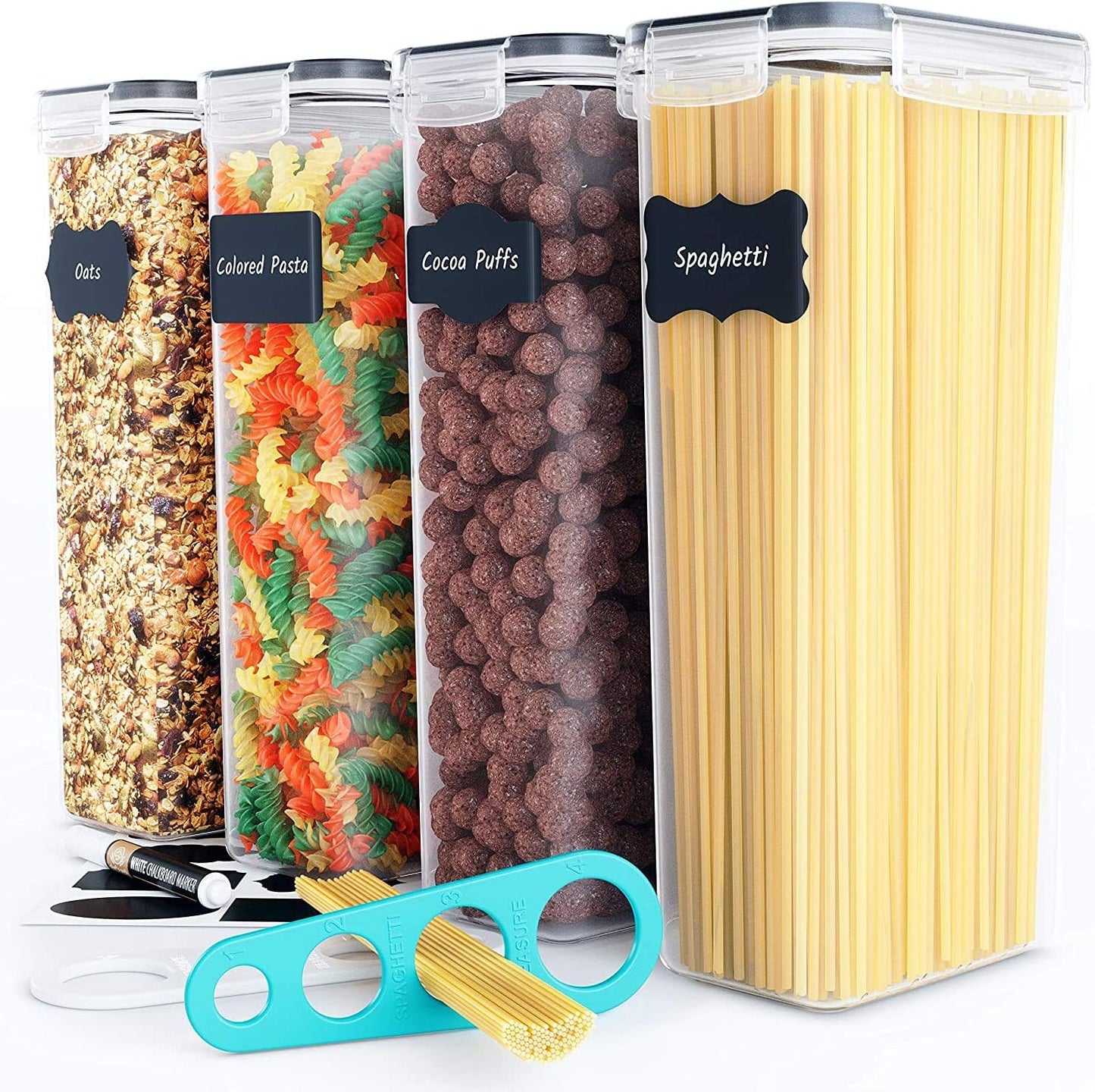 Chef's Path Airtight Food Storage Containers with Lids, 24 pcs (Teal Color) Plastic Kitchen and Pantry Organization for Dry Food, Flour and Sugar, BPA Free