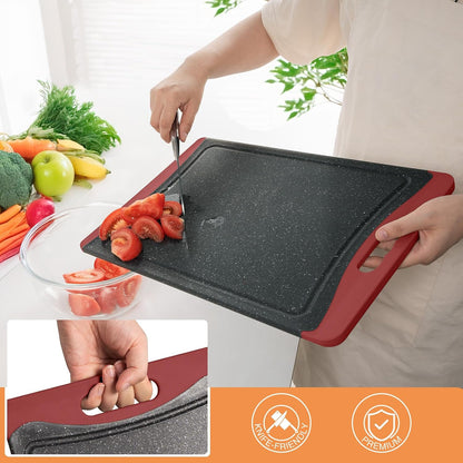 Extra Large Cutting Boards, Plastic Cutting Boards for Kitchen (Set of 3) Cutting Board Set Dishwasher Chopping Board with Juice Grooves Easy-Grip Handles, Dark Grey, Empune