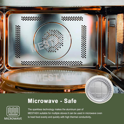 7.7" Round Aluminum Foil Containers with Lids (5 Pack) – Heavy Duty Disposable Takeout Pans for Meal Prep, Pasta, Casserole, Food Storage & Catering, 48oz