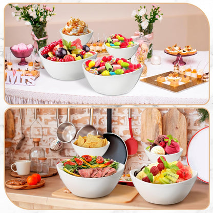 2 Set Chip and Dip Serving Set 2 Tier Chip and Dip Serving Dish Porcelain Appetizer Bowl and Platter with Stand for Food Taco Bar Salad Display Dessert Entertaining Party(Black,Classic Style)