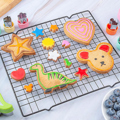 Sandwich Cutter for Kids 48 Pcs, Kimfead Cookie Cutters, Fruit Vegetable Cutter Shapes, Food Picks for Bento Box, Mouse Dinosaur Star Square Heart Shape