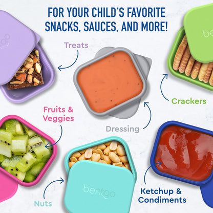 Bentgo Sidekicks 2-Pack Silicone Container Set - Dipping Sauce Cups for Condiments & Small Snacks, Reusable, Durable, & Leak-Proof Liquid Storage, Salad Dressing Container - 2.6 oz (Lavender & Pink)