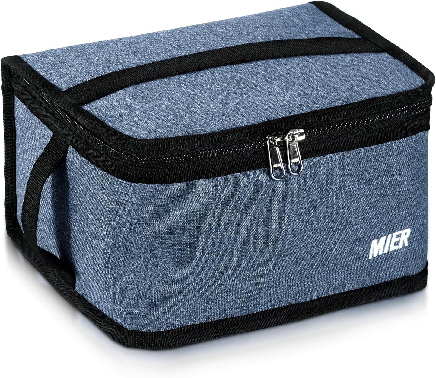 MIER Small Lunch Bag for Kids & Adults Compact Insulated Lunch Box Portable Thermal Mini Cooler for Work School Travel, Bluesteel