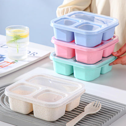 Bento Box For Kids, 4 Pack 3 Compartments Lunchable Meal Prep Containers Lunch Containers, Reusable Snack Containers with Lids, Snack Boxes for School, Work, and Travel