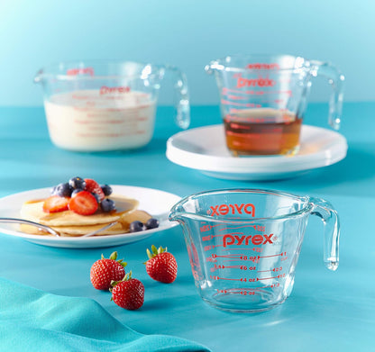 Pyrex 3 Piece Glass Measuring Cup Set & Etekcity Food Kitchen Scale, Digital Grams and Ounces for Weight Loss, Baking, Cooking, Keto and Meal Prep, Small, 304 Stainless Steel