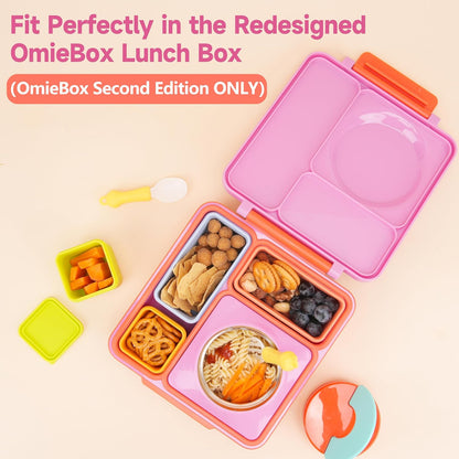 Dip Containers for OmieBox UP bento Box, 4 Pack Leakproof Salad Dressing Container To Go, Condiment Containers with Lids - Food Safe Silicone - 4.5 & 9 ounces