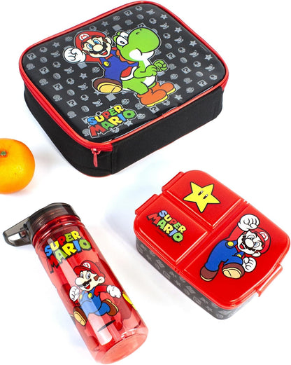 Super Mario Nintendo Kids Lunch Box Set Yoshi Food Bag BPA Free Water Bottle Snack Pot School Lunch Containers
