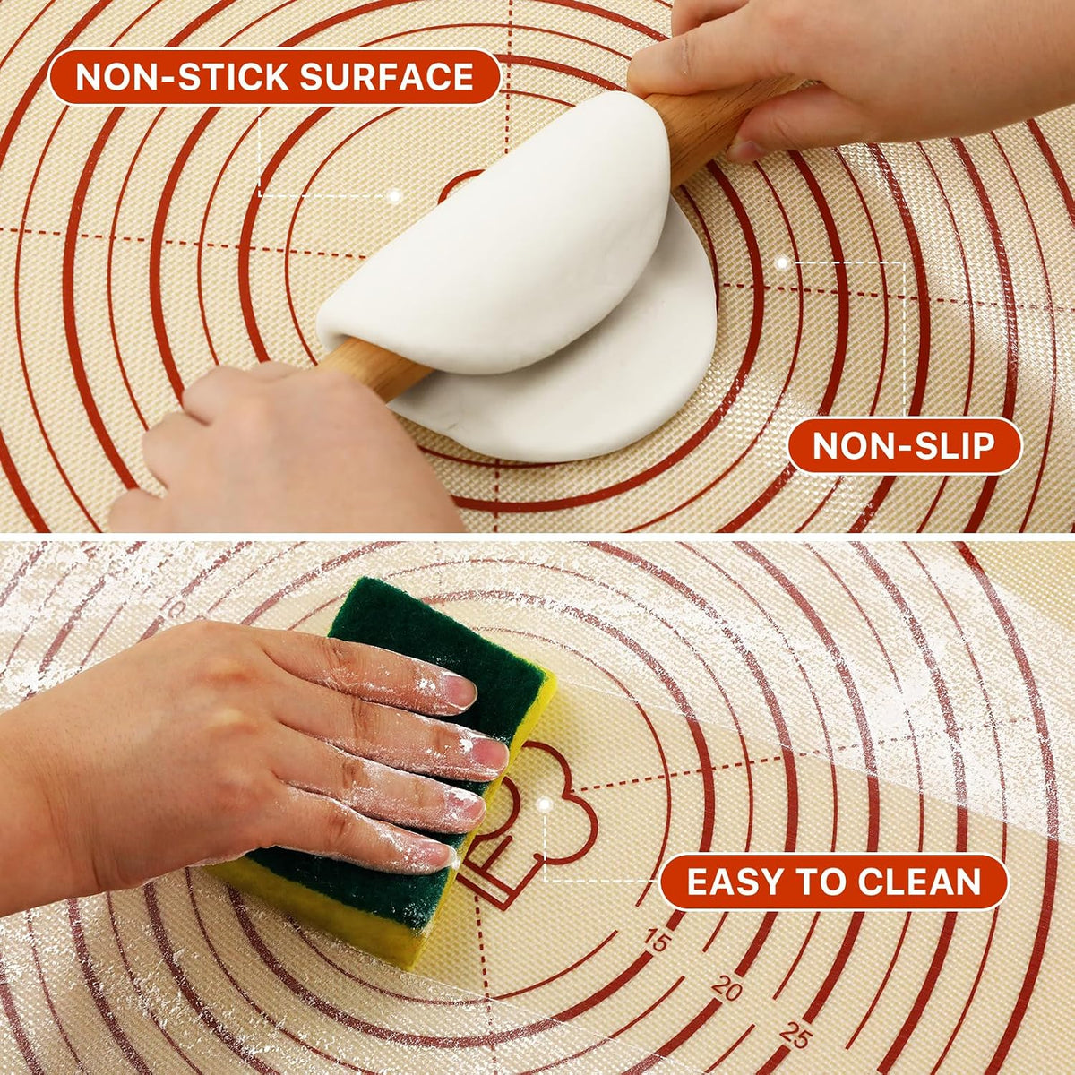 DANIA & DEAN Mom Theme 26"x16" Extra Thick Silicone Baking Mat for Pastry