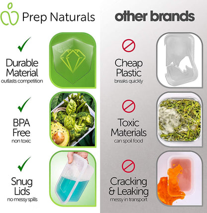 Prep Naturals 50 Pack Meal Prep Containers Reusable | BPA-Free Meal Prep Containers - Airtight Lids, Microwave, Freezer & Dishwasher Safe (50-Pack, 25 oz)