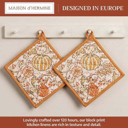 Maison d' Hermine 100% Cotton Oven Mitt & Pot Holder Set (7.5"x13" & 8"x8") - Colors C