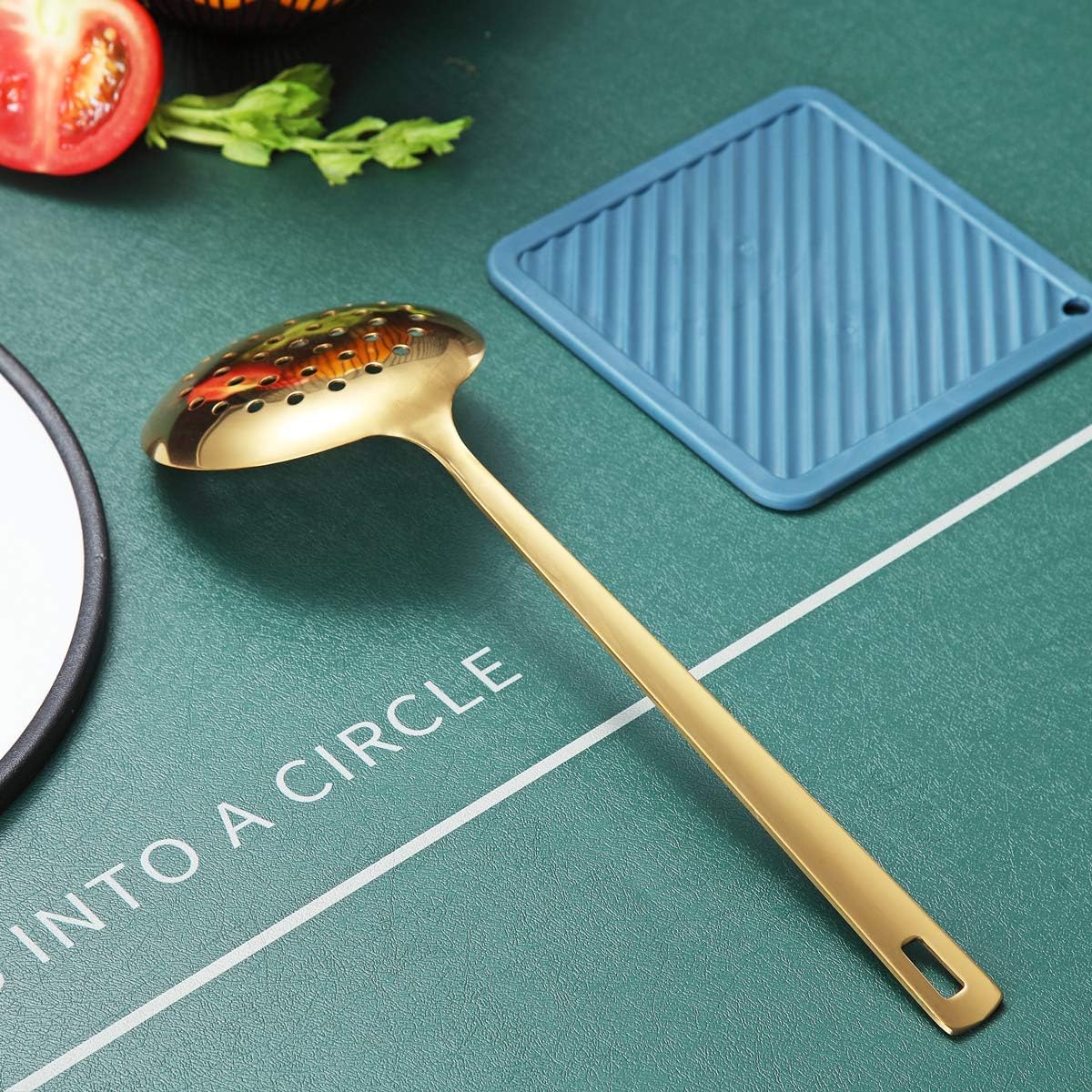 Gold Ladle, Berglander Stainless Steel Kitchen Ladle With Titainium Gold Plating, Soup Ladle, Cooking Ladle, Metal Soup Spoon For Cooking, Dishwasher Safe, Easy to Clean