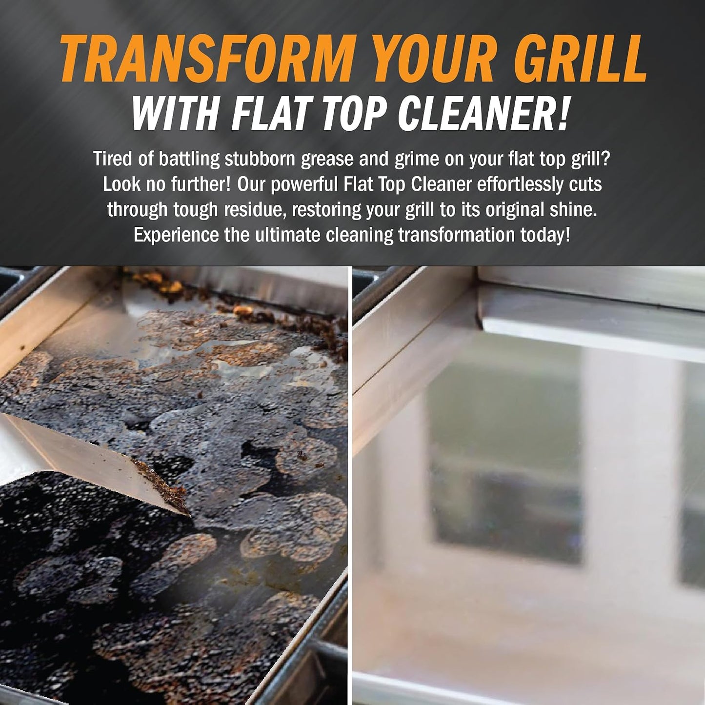 Flat Top Grill Cleaner – 32 fl oz | Griddle Cleaner, Removes Burnt-On Residue, Food Safe, Non-Caustic Formula, For Blackstone Grills