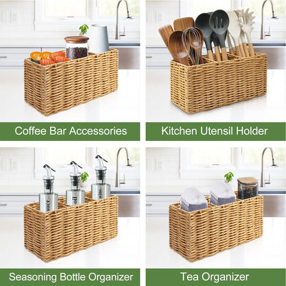 Ayiaren Grey Plastic Cutlery Silverware Holder Small Utensil Organizer Holders for Kitchen Counter Party Flatware Caddy Table Silverware Organizer Basket Spoon Knife Fork Holder Picnic Utensil Caddy