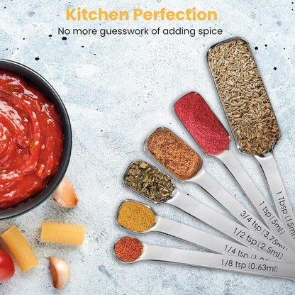 35PCS Stainless Steel Measuring Cups and Spoons Set, 7 Nesting Measuring Cups, Round & Rectangular Spoons with Clear Engraved Markings, 2-Pack Mini Spoon Sets with Leveler for Precise Cooking & Baking