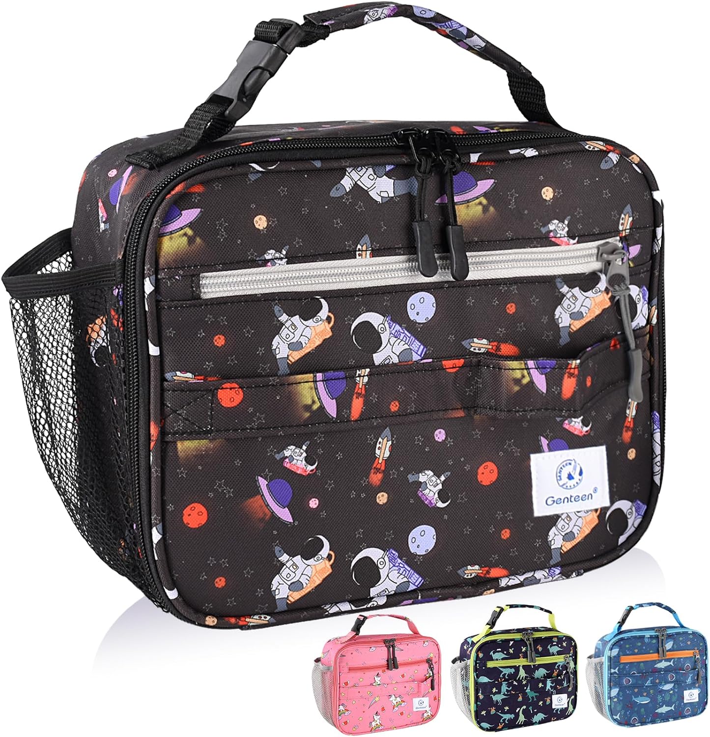 Genteen Lunch Box Kids, Insulated Lunch Bag Kids Boys Girls Back to School, Soft Lunch Box for Men Reusable Lunchbox for Office,Outdoor,School (Black)