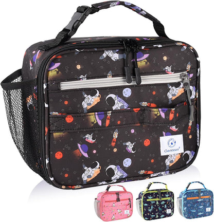 Genteen Lunch Box Kids, Insulated Lunch Bag Kids Boys Girls Back to School, Soft Lunch Box for Men Reusable Lunchbox for Office,Outdoor,School (Black)