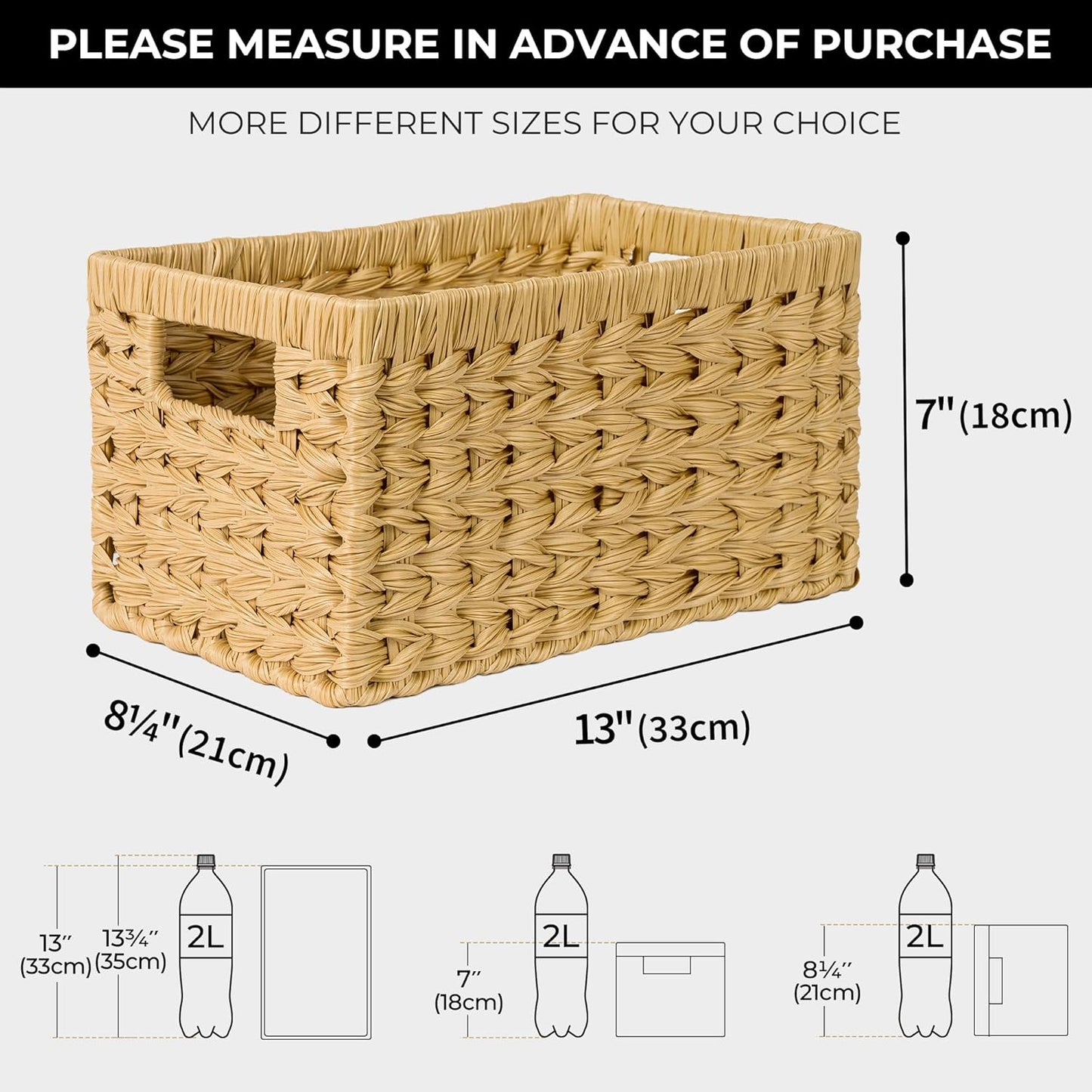 GRANNY SAYS Wicker Storage Baskets for Shelves, Water Hyacinth Basket with Scalloped Edge, Storage Wicker Baskets for Pantry, Large, 2-Pack