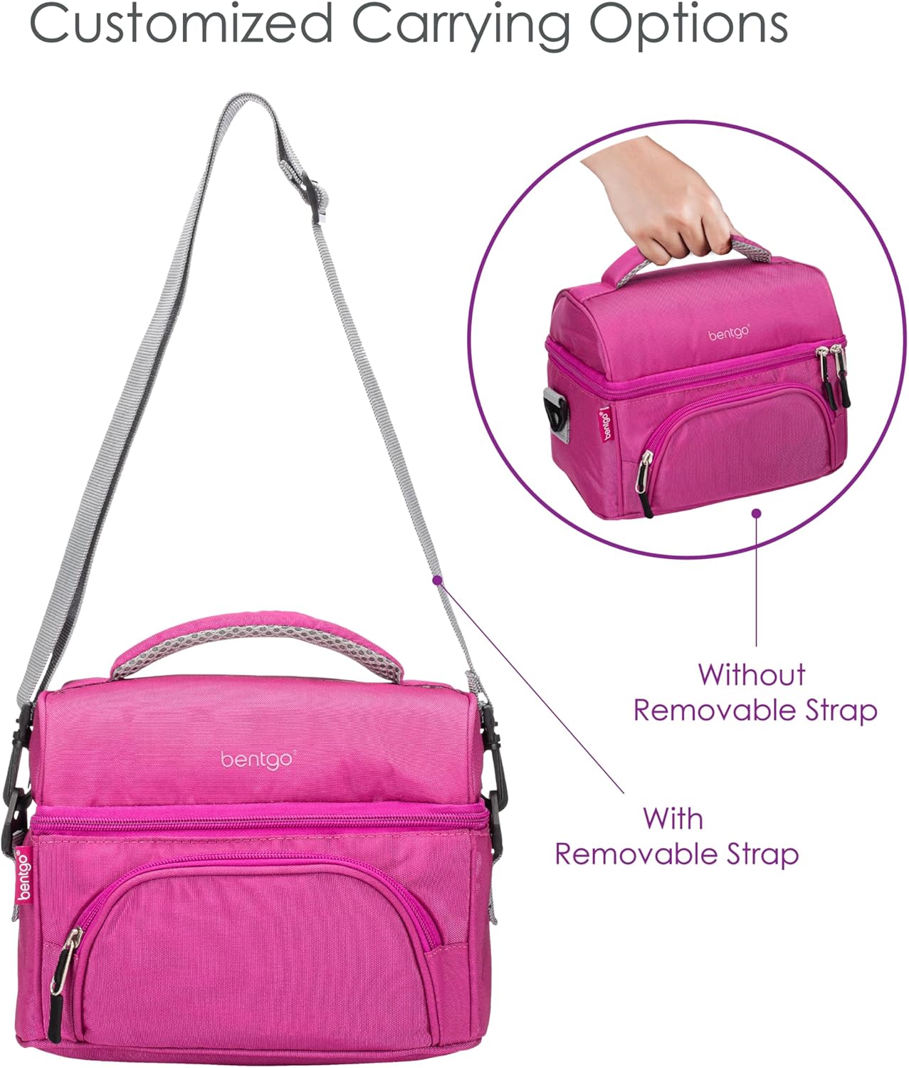 Bentgo Deluxe Lunch Bag - Durable and Insulated Lunch Tote with Zippered Outer Pocket, Internal Mesh Pocket, Padded and Adjustable Straps, & 2-Way Zippers - Fits All Lunch Boxes (Blue)