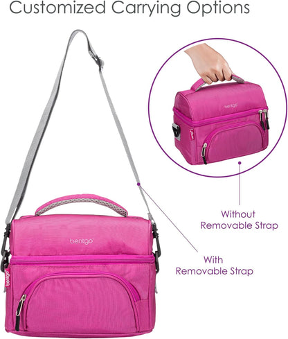 Bentgo Deluxe Lunch Bag - Durable and Insulated Lunch Tote with Zippered Outer Pocket, Internal Mesh Pocket, Padded and Adjustable Straps, & 2-Way Zippers - Fits All Lunch Boxes (Blue)