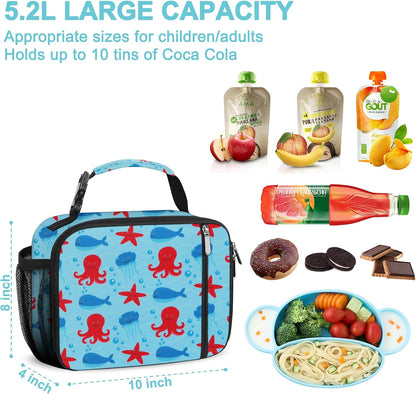 esouler Lunch Box Kids Insulated Lunch Bag for Boys & Girls Durable Children Lunchbox for School with Water Bottle Holder-Black