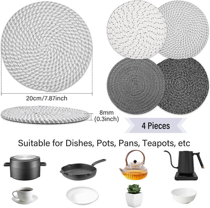 Tidponra Trivet Mats Set for Hot Dishes, 5 Heat Resistant Pot Holders Kitchen Counter, Table, Home Essentials, Anti Stain Hot Pads Plate Mats for Hot pots and Pans, 7 Inches