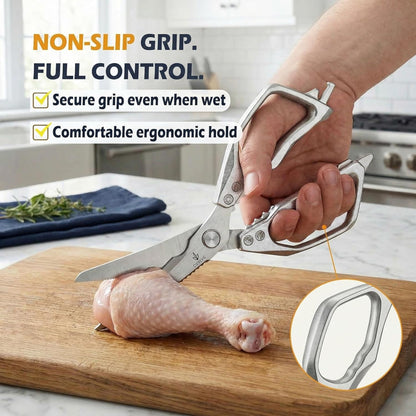 Heavy Duty Kitchen Shears for Bone Cutting, 2 Pack Ultra Sharp Poultry Scissors, Stainless Steel Kitchen Scissors for Chicken, Meat & Fish, Dishwasher Safe, Non-Slip Grip