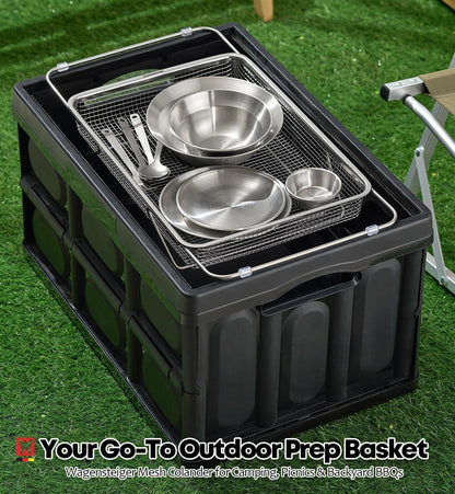 WAGENSTEIGER Extendable Dish Rack with Feet, Vegetable Colander Basket, Stainless Steel Dish or Silverware Drying Rack, Ultimate Kitchen Organizer Over the Sink (11.81 x 8.27 x 2.76 Inches)