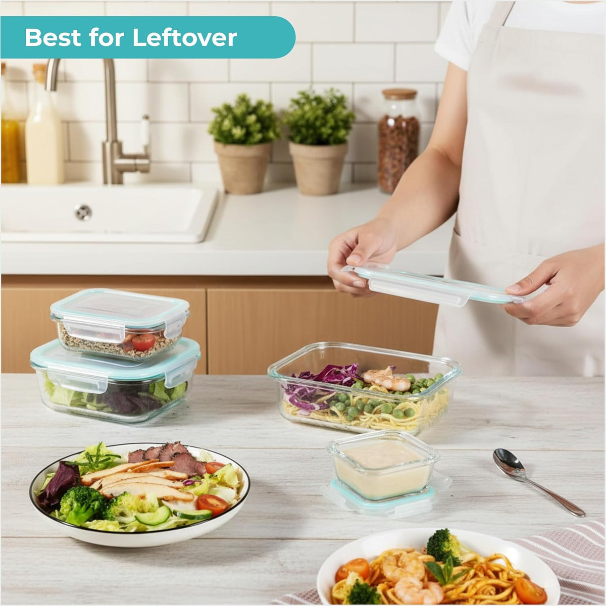AISOON 40 Pcs 85oz Food Storage Containers with Lids, Airtight BPA-Free Leakproof Reusable Kitchen Containers, Freezer Safe Meal Prep & Pantry Organizer Set, Microwave & Dishwasher Safe