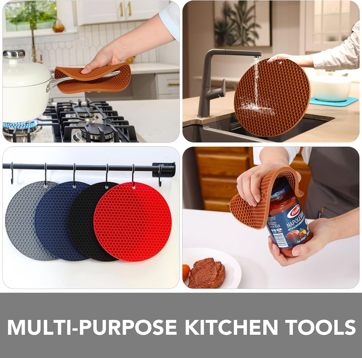 Joyhalo 4 Pack Trivets for Hot Dishes