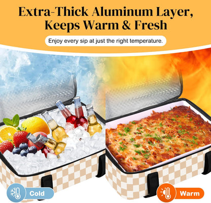 Coobiiya Insulated Casserole Carrier,Lasagna Lugger Tote Keeps Food Hot or Cold,Thermal Lunch Bag Warmer & Cooler Carrier Bag,Portable Tote Bag Fits 9" x 13" Baking Dish for Picnic and Cookout