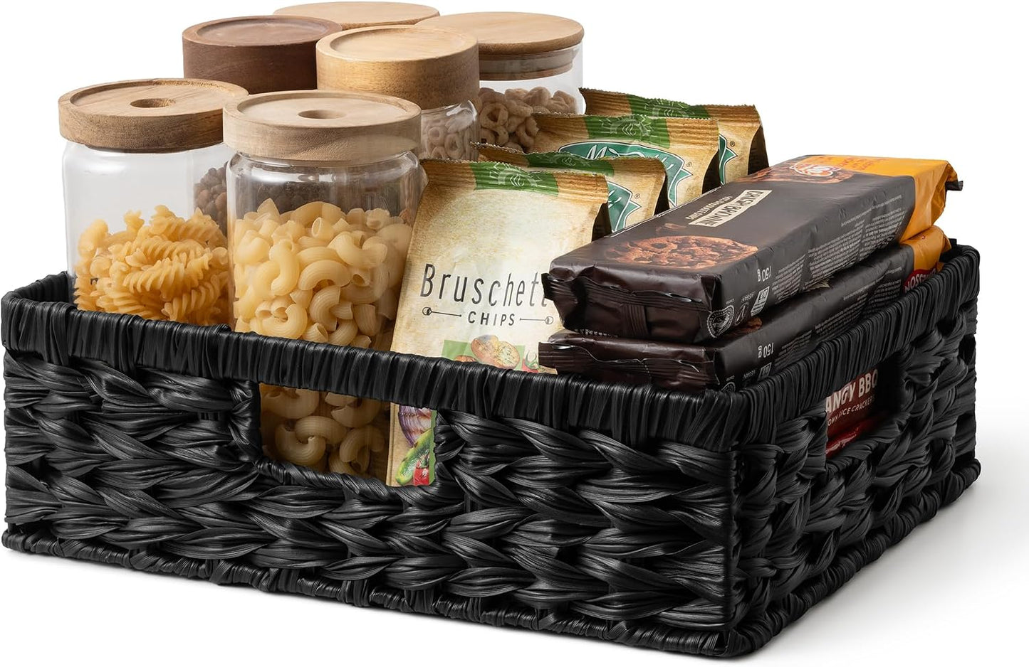GRANNY SAYS Wicker Storage Baskets for Shelves, Water Hyacinth Basket with Scalloped Edge, Storage Wicker Baskets for Pantry, Large, 2-Pack